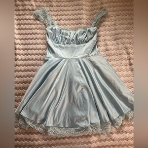 Elegant Blue Satin Dress